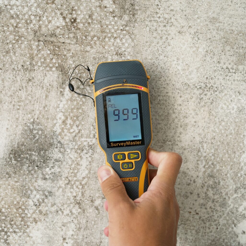Mesure du taux d'humidité dans un mur avec humidimètre professionnel