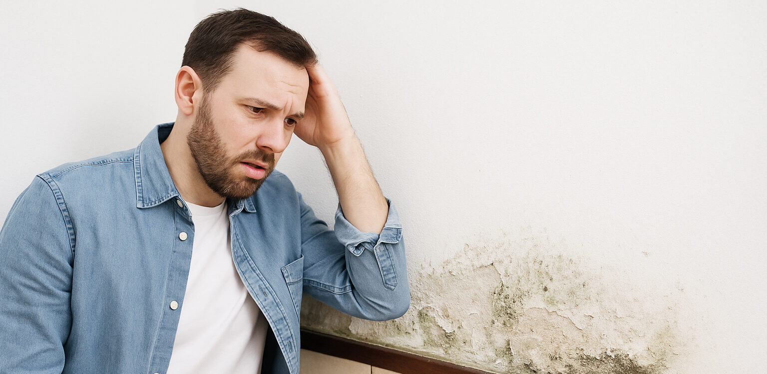 Propriétaire constatant un problème d’humidité sur mur intérieur