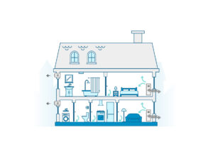 illustration technique VMC double flux hybride avec circulation d’air et récupération de chaleur