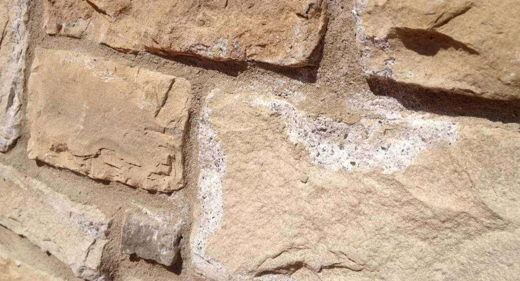 Salpêtre sur mur extérieur causé par l’humidité